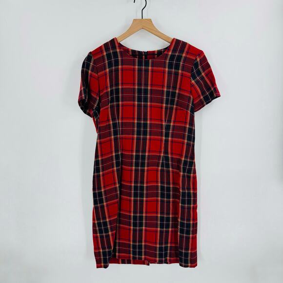 Vintage Positive Attitude Red Tartan Plaid Dress Size 12 USA 80s Holiday Classic - Picture 8 of 8